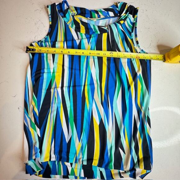 Calvin Klein Sz Med Twist Neck Vibrant Abstract Sleeveless Top - Picture 6 of 8